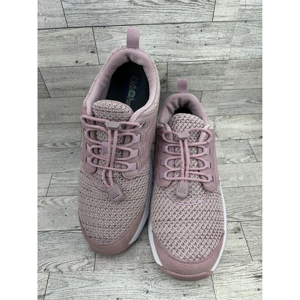 Orthofeet 846 Women 9 B Medium Mauve Pink Mesh Bungee‎ Athletic Sneakers